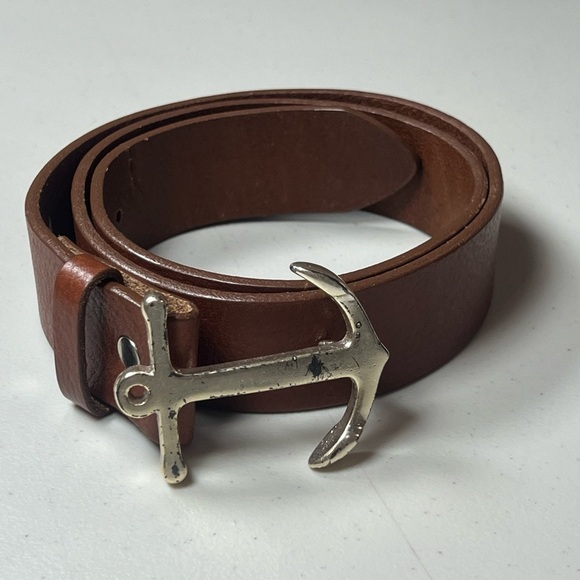 Vineyard Vines Size 30 Classic Brown Boat Anchor Clasp Buckle Belt - Picture 2 of 11